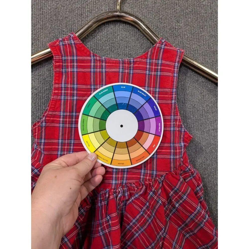 Vintage Oshkosh b'Gosh Jumper Dress Girls 4T Overall Plaid Tartan Button USA